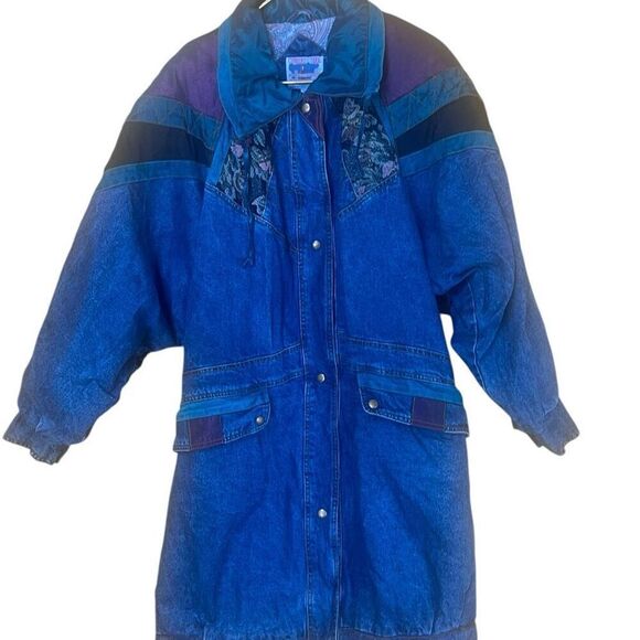 Current Seen Long Denim Tapestry Mixed Print Quilted Inside Plus Sz 22W - Picture 1 of 4